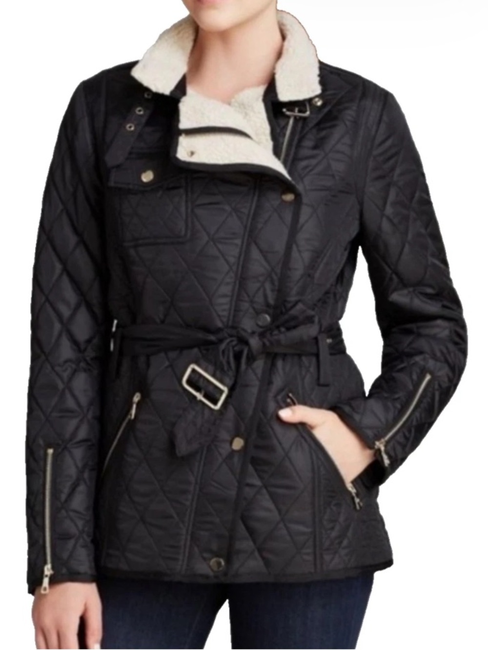 Sam Edelman Rylie Quilted Moto Jacket Black XS Like New